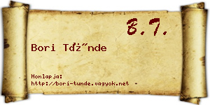 Bori Tünde névjegykártya